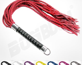 Leather Whip Flogger, Cat o' Nine Tails, BDSM fetish bondage slave toy