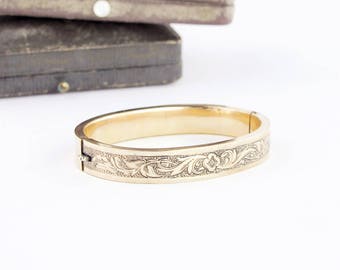 Victorian Bangle Bracelet | Gold Filled Victorian Bracelet | Antique Gold Bangle