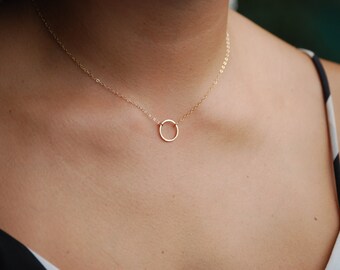 Karma necklace, gold circle necklace, eternity necklace, gold filled necklace, dainty, simple jewelry