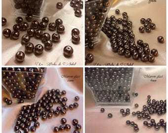 Brown chocolate pearls 4mm, 6mm, 8mm and 10mm glass