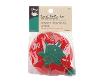 Red Tomato Pin Cushion with Strawberry Emery 1 Count