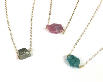 Raw Crystal Necklace, Dainty Gem Necklace, Dainty Jewelry, Layering Necklace, The Silver Wren Jewelry, Dainty Necklace, Bridesmaid Gift