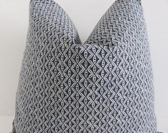 Blue White Pillow Cover, 16x16, 18x18, 20x20 Pillow Covers, Navy Blue PIllow Cover, Robert Allen Fabric
