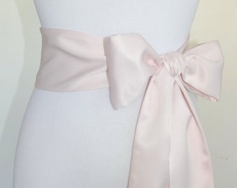 Simple Bridal Blush Pink Sash, Matte Satin Sash, 2 or 3 inch Wide Sash, Bridesmaids Satin Belt