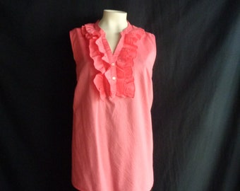 Vintage blouse XL pink ruffles sleeves