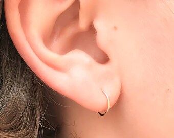 Tiny Gold Hoop Earrings, Small Gold Hoops, Hoop Earrings, 14K Gold-Filled, Gold Mini Hoops