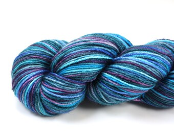 Aurora Borealis--hand dyed sock weight yarn, BFL and Silk, (438yds/100gm)