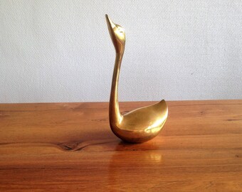 Swan solid brass - paperweight - vintage