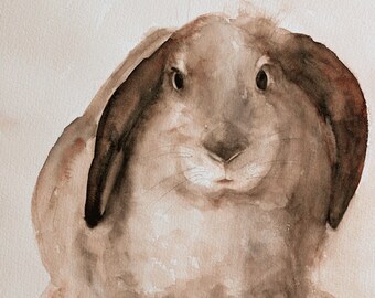 Easter bunny print bunny art PRINT of bunny painting of bunny nursery art print girl easter print decoration from original watercolor