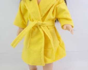 18 inch Doll Clothes Fits American Girl Doll Bright Yellow Robe White Crochet Slippers