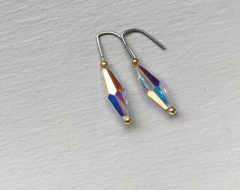 Pure Titanium Earrings, Hypoallergenic Earrings for Sensitive Ears, Vintage Swarovski Crystals, Everyday wear Simple Jewelry, Gift for her