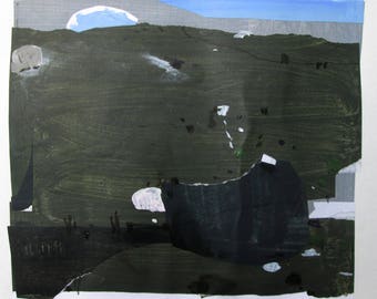 Rough Ground, Original Abstract Collage Painting on Paper, Stooshinoff