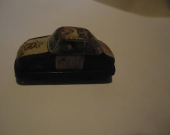Vintage Miniature Friction Tin Police Car, Made In Japan, collectable