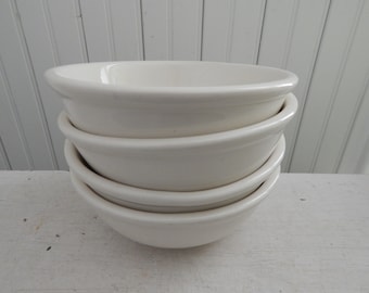 White Ultima China Bowls - Set of Four Soup or Cereal Bowls - Mid Century Ironstone Ultima Restaurantware China - Restaurant Ware Bowl Set