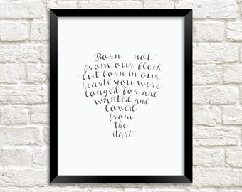 Adoption Art Print, Adoption Quote, Adoption Poem, Modern Wall Art, Nursery Decor, Baby Gift, Childs Room, Kids Room, Girls Room, Boys Room