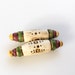 Boho Tube Beads in Ivory, Purple, Green, and Yellow-- Rustic Primitive Folk Style Bead Pair