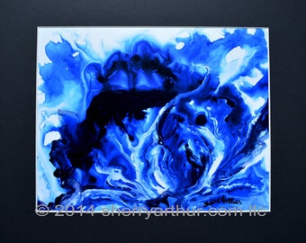 Abstract Blue White Art Print 11 x 14