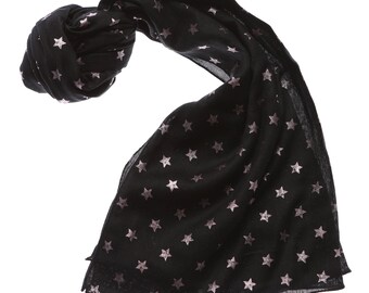 Black Scarf with Bronze Stars