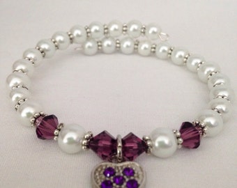 February birthstone bracelet, Amethyst birthstone bracelet, Swarovski bracelet, birthstone jewelry, February bracelet, Amethyst bracelet