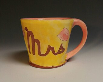 Mrs Mug. Earthenware, handmade, wheel thrown, food safe, dishwasher safe.