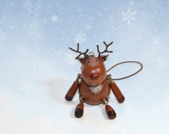 Tiny Reindeer Cell Bag Friend Polymer Clay Doll with Cellphone Strap Christmas decoration