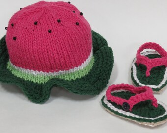 Baby Toddler Watermelon Cotton Summer Hat Photo Prop Shower Gift Sandals