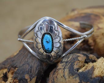 Southwestern Style Sterling Silver Turquoise Cuff Bracelet