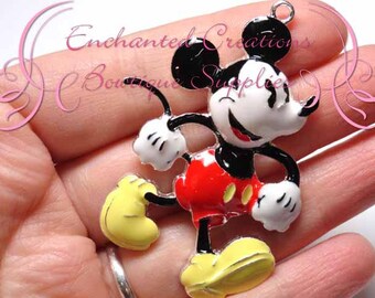 2" Mouse Inspired Charm, Rockabilly Polka Dot Chunky Pendant, Keychain, Bookmark, Zipper Pull, Chunky Jewelry, Purse Charm, Planner Charm
