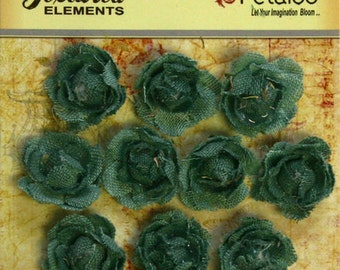 Petaloo Textured Elements Mini Garden Canvas Rosettes Antique Blue