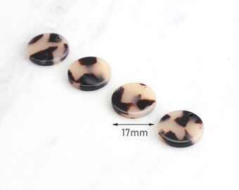 4 Blonde Tortoise Shell Circles 17mm, Plastic Disc Bead Marble, Acrylic Earring Blank Monogram, Tortoise Jewelry Supply Findings CN005-17-WT