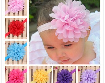 Set of 10 pcs Baby Headband, Flower Headband, Chiffon Headband, Girl Headband, infant Headband, 17 colors to choose, you pick colors