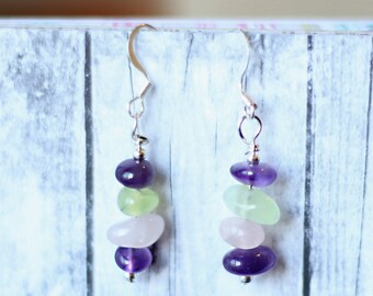 Handmade stacked beads earrings
