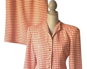 Early 90's Christian Dior Houndstooth Skirt Suit