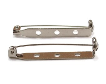 50 Stainless Steel Pin Backs - 1 9/16 inch (40mm) Locking