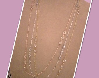 Delicate Chain Swarovski Crystal Channel Link Necklace