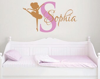 Little Ballerina WALL DECAL GIRL Name Dancing Nursery Ballet Dance Vinyl Decals Sticker Custom Decals Personalized Girls Bedroom Decor x334