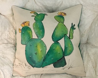 Prickly Pear Pillow-Kelly Green