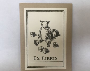 bookplates Ex Libris bear bookplates Langhorne Press St. Helena CA vintage nameplates U.S.A. ex libris bookplates library book collection