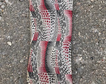 1950's Skinny Tie in White, Red, and Black
