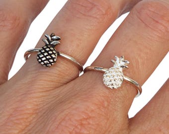Sterling Silver Ring, Silver Pineapple Ring, Fruit Ring, Band Ring, Ethnic Ring, Oxidized Silver Ring, Bright Silver Ring