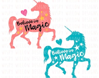 Unicorn Believe In Magic SVG, DXF, PNG, jpg, Unicorn, Instant Digital Download, Vinyl Decal, Cricut, Silhouette, Cut File, Believe In Magic
