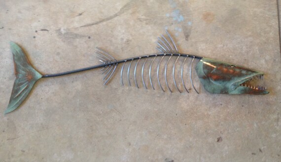 Barracuda Metal Fish Sculpture 48in Beach Coastal Tropical Art