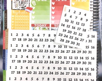 Monatliche Tag zahlen Sticker - für Erin Condren glücklich Planner