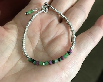 Skinny Bracelet, Ruby in Zoisite, Green Bracelet, Silver Bracelet, Silver snd Green Bracelet, Natures Splendour, Stacking Bracelet