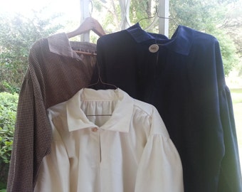Men's 19th Century Pioneer Plain Shirts -- S, M, L