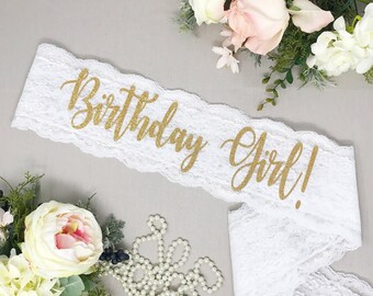 Birthday Sash - Birthday Girl Sash - Birthday Party - Birthday Party Accessories - Lace Birthday Sash - Lace Sash
