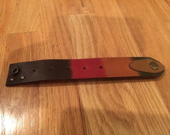 Multicolored Leather Belt Bracelet Cuff