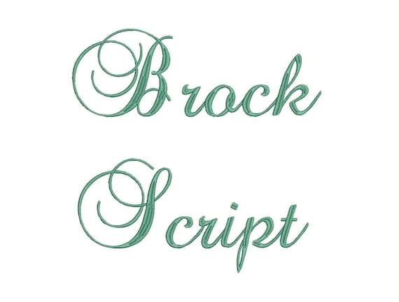 Large Brock Script Font Embroidery Font Machine Embroidery