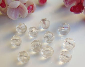 10 pearls faceted 5mm white Czech glass