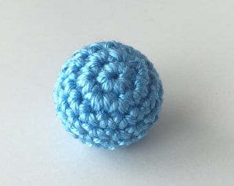 Blue wood bead crocheted 2.3 cm